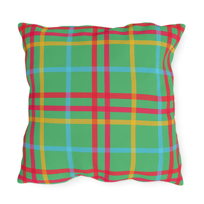 Mahjong Preppy Plaid Pillow - Luxury Game Night Decor, Outdoor Cushion, Patio Accent, Garden Pillow, Picnic Cushion
