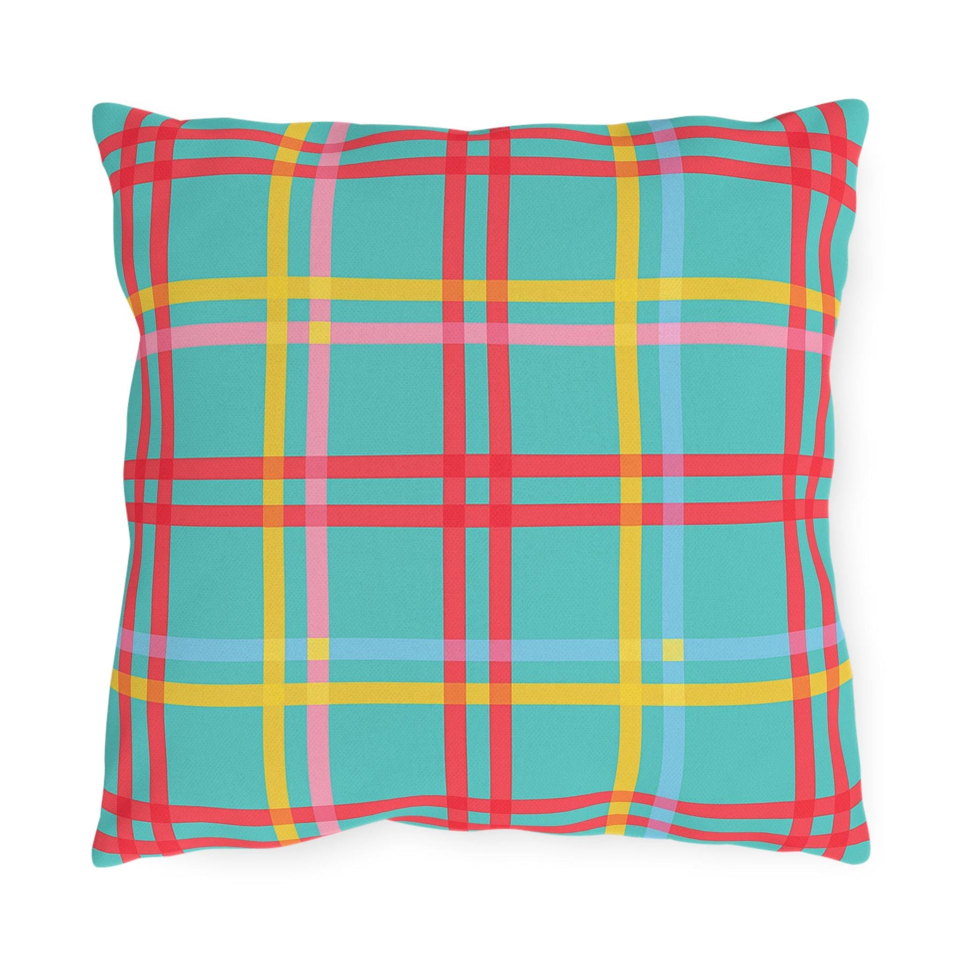 Mahjong Preppy Plaid Pillow - Luxury Game Night Decor, Outdoor Cushion, Patio Accent, Garden Pillow, Picnic Cushion
