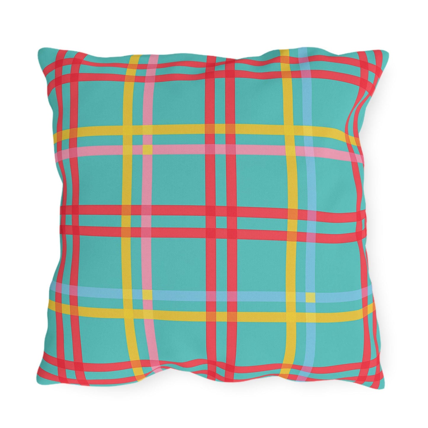 Mahjong Preppy Plaid Pillow - Luxury Game Night Decor, Outdoor Cushion, Patio Accent, Garden Pillow, Picnic Cushion