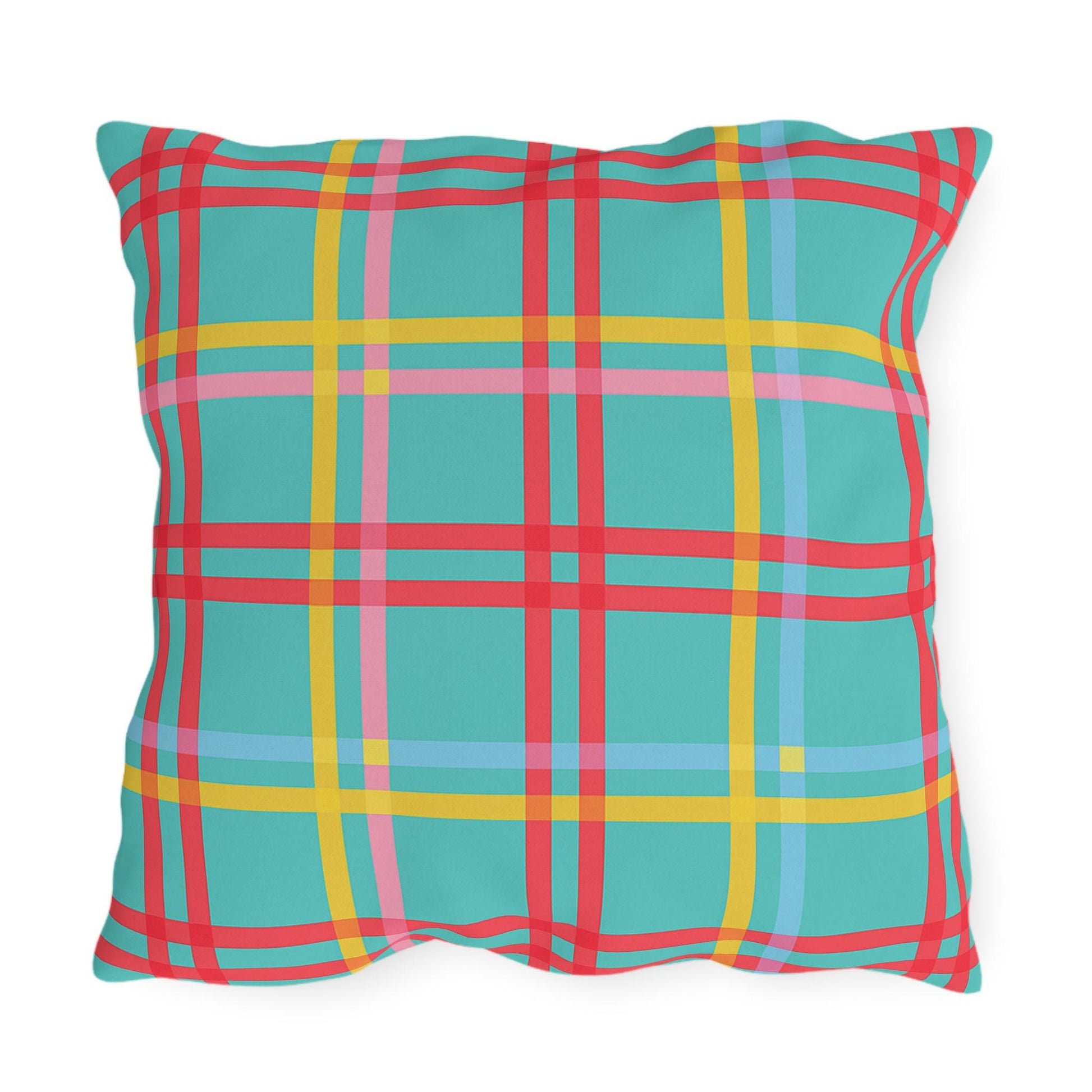 Mahjong Preppy Plaid Pillow - Luxury Game Night Decor, Outdoor Cushion, Patio Accent, Garden Pillow, Picnic Cushion