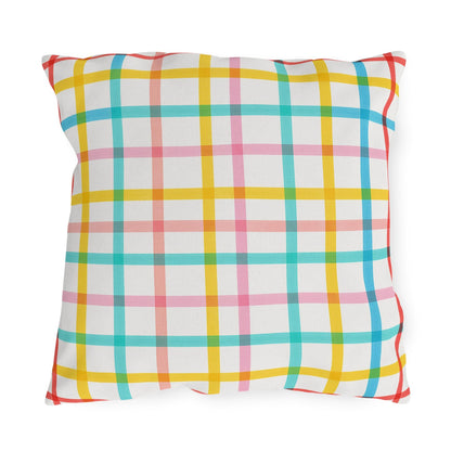 Mahjong Preppy Plaid Pillow - Luxury Game Night Decor, Outdoor Cushion, Patio Accent, Garden Pillow, Picnic Cushion