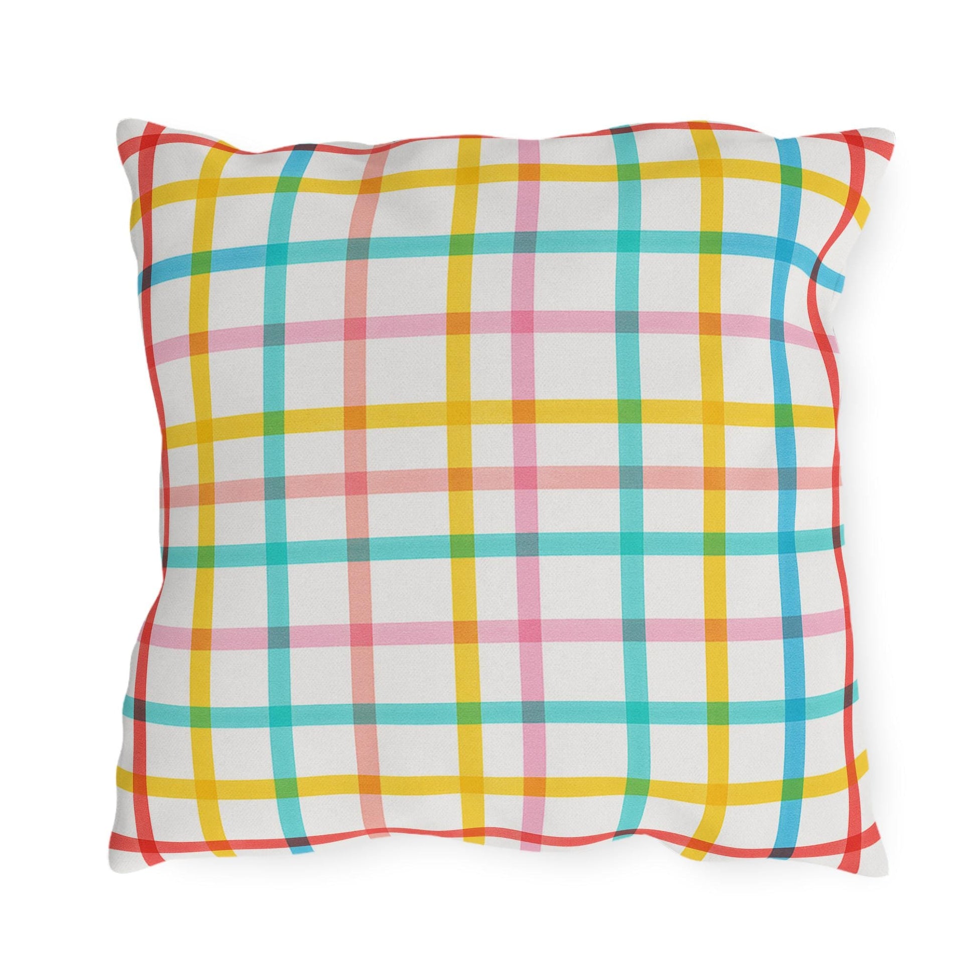 Mahjong Preppy Plaid Pillow - Luxury Game Night Decor, Outdoor Cushion, Patio Accent, Garden Pillow, Picnic Cushion