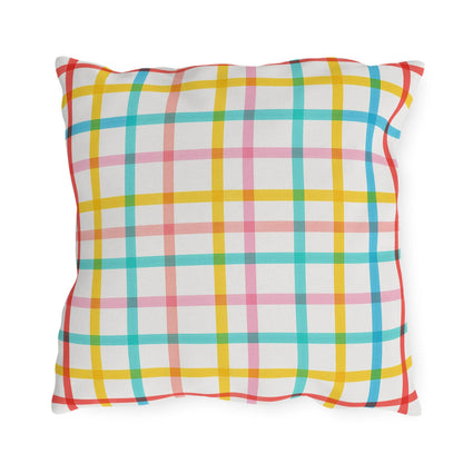 Mahjong Preppy Plaid Pillow - Luxury Game Night Decor, Outdoor Cushion, Patio Accent, Garden Pillow, Picnic Cushion