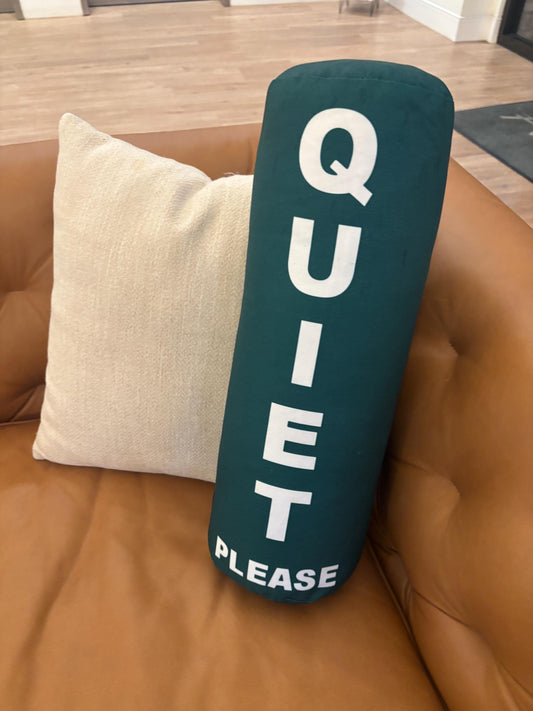 Quiet Please Golf cylinder pillow.