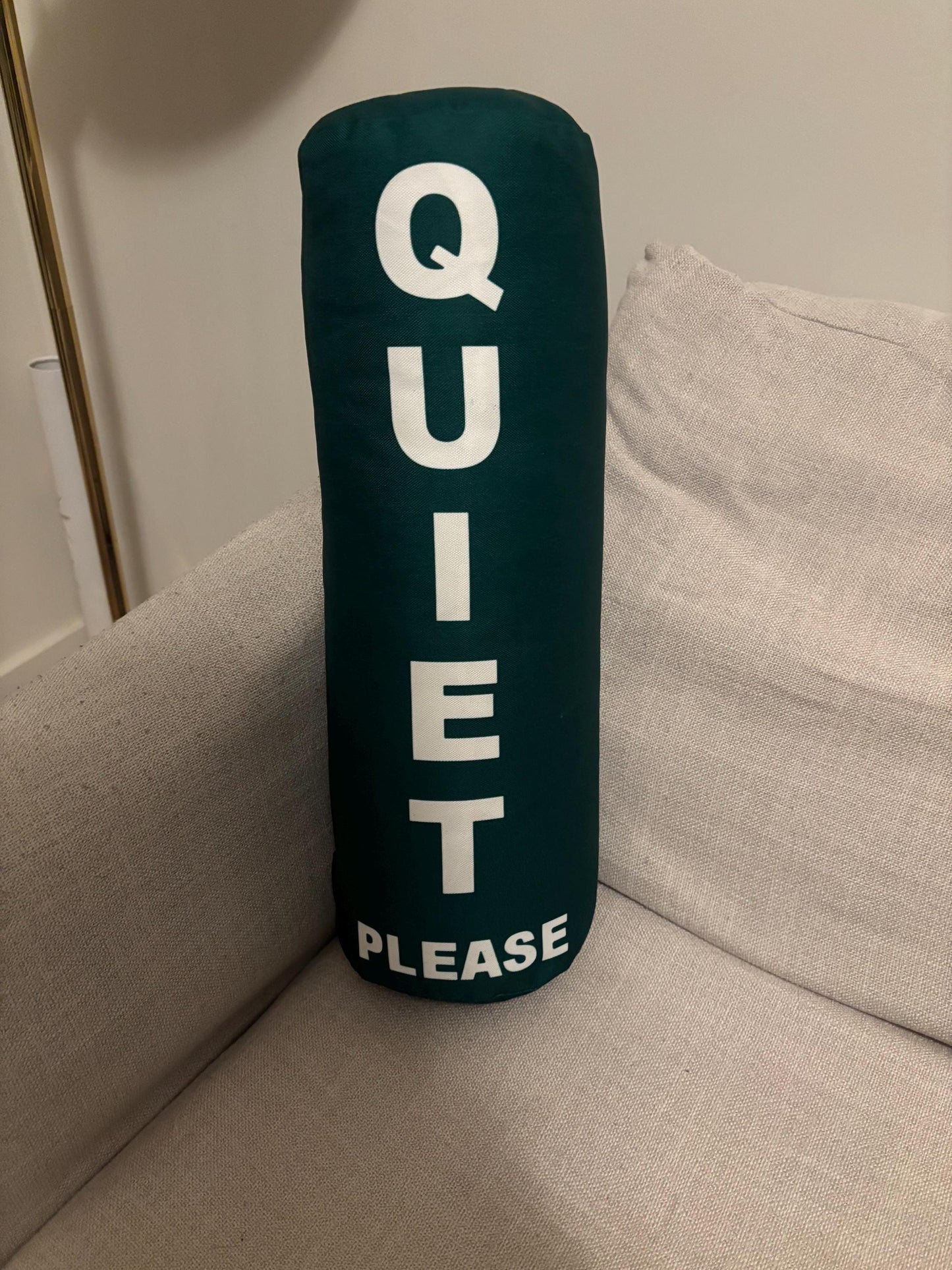 Quiet Please Golf cylinder pillow.