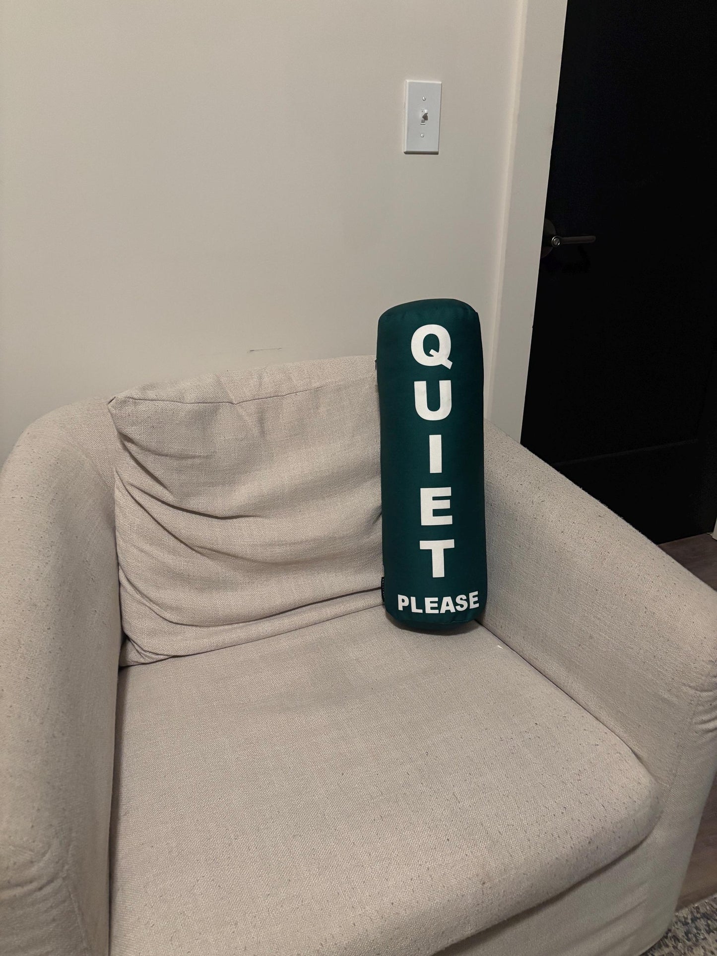 Quiet Please Golf cylinder pillow.