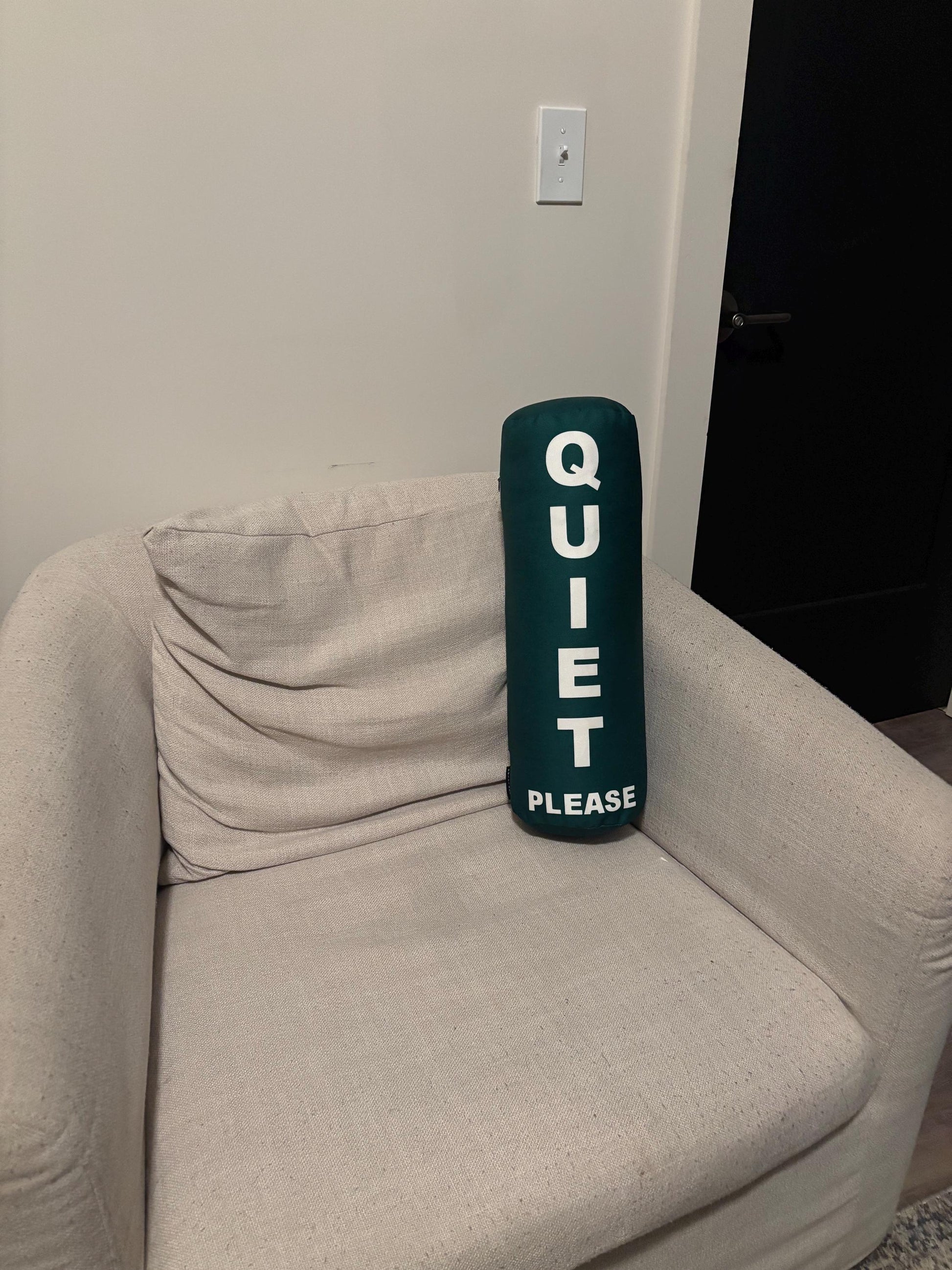 Quiet Please Golf cylinder pillow.