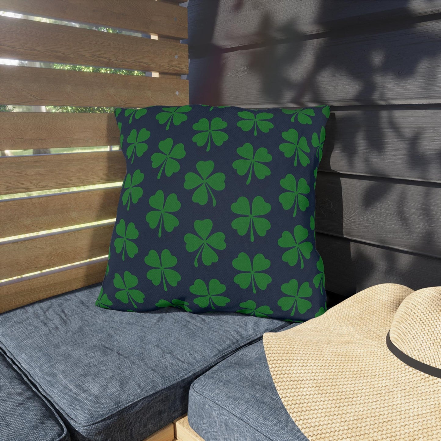 Four Leaf Clover Pillow, St. Patrick's Day Decor, Irish Pride Cushion, Clover Leaf Shamrock Pillow, Lucky Charm Pillow, Outdoor Pillow