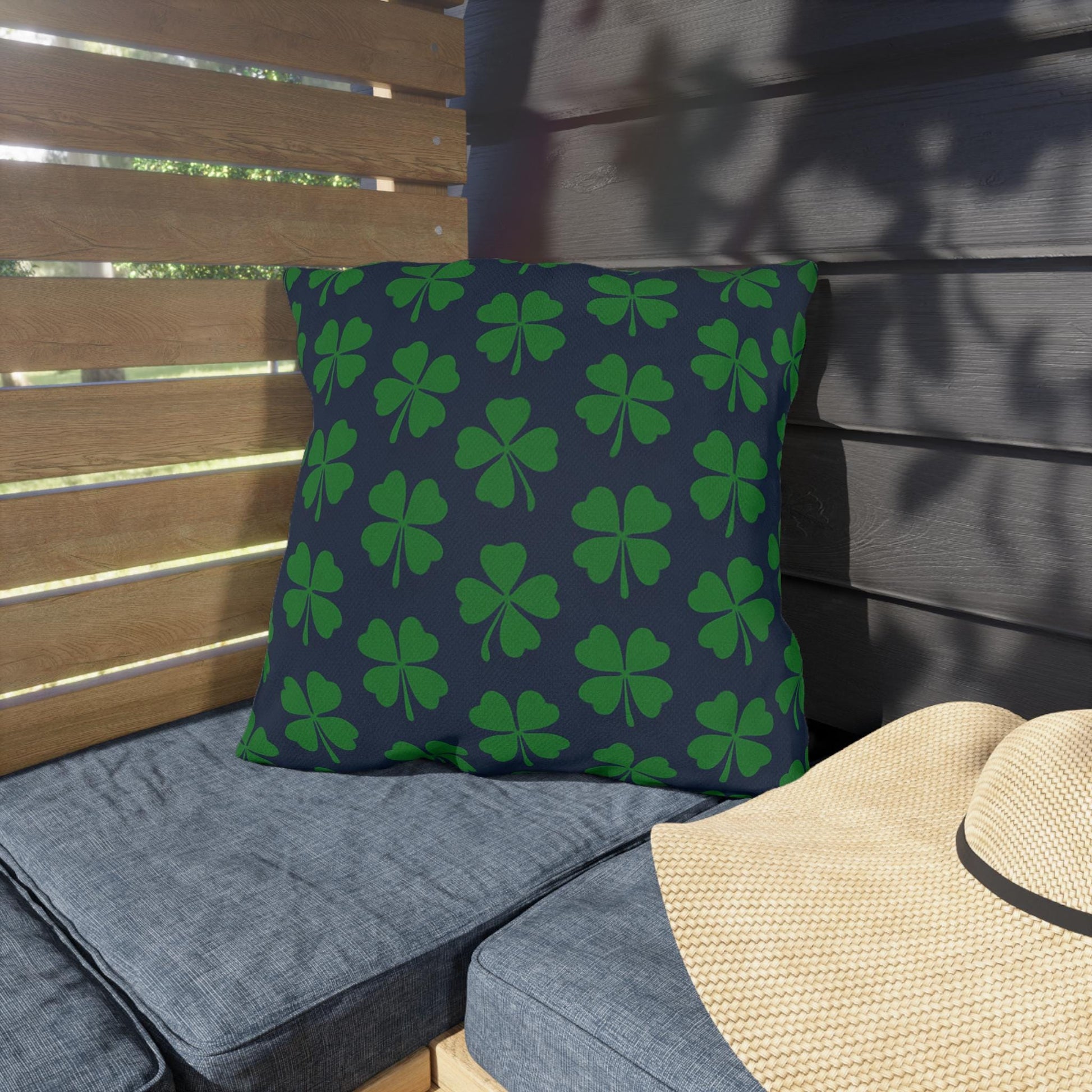 Four Leaf Clover Pillow, St. Patrick's Day Decor, Irish Pride Cushion, Clover Leaf Shamrock Pillow, Lucky Charm Pillow, Outdoor Pillow