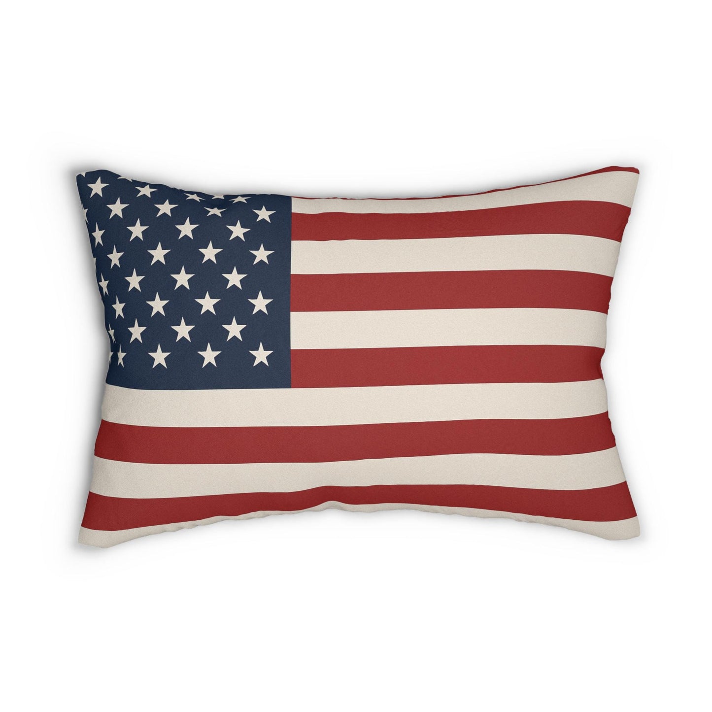 USA Flag Spun Polyester Lumbar Pillow - Patriotic Decor, American Pride Cushion, Made in USA Throw Pillow, Red White and Blue Accent Pillow,