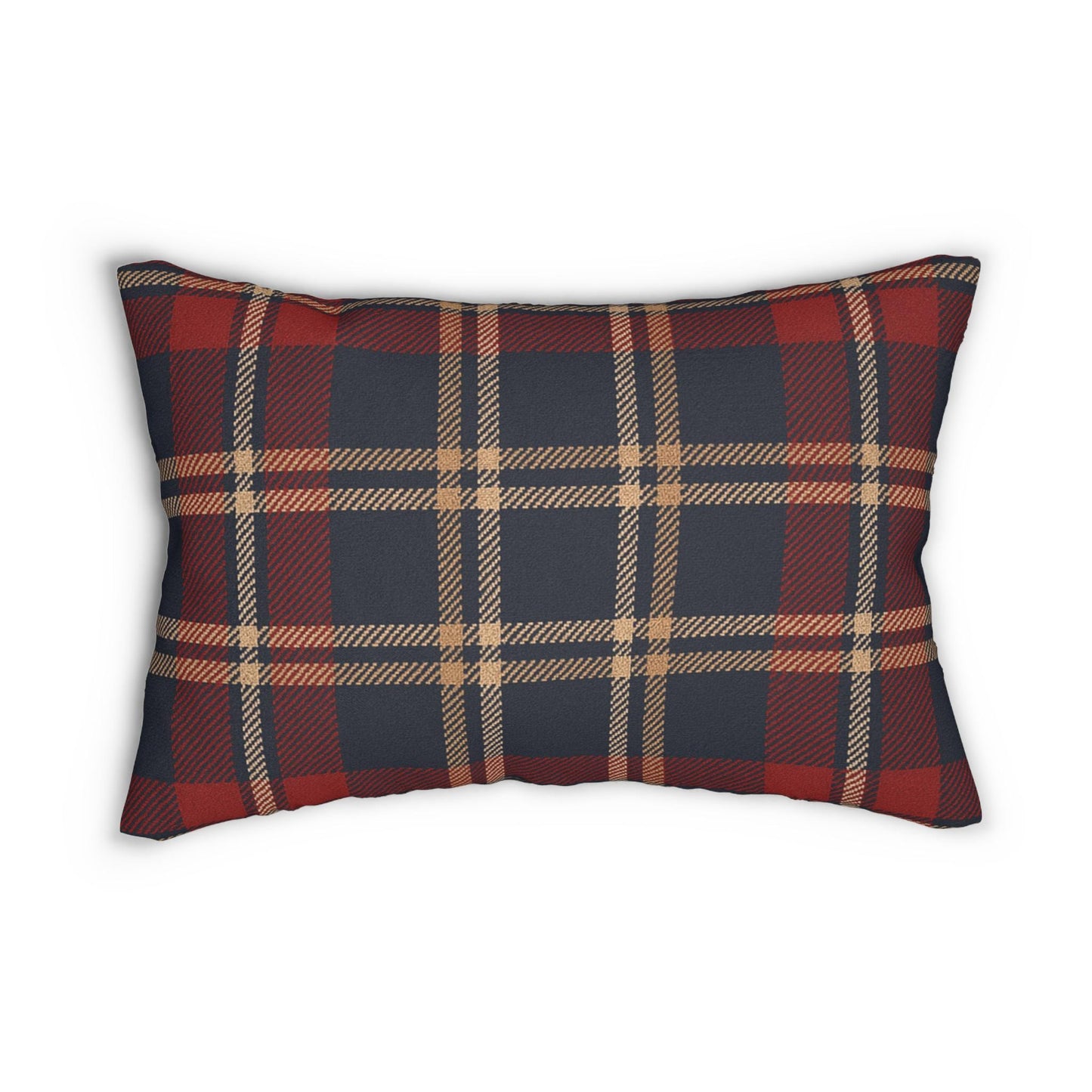 Fall Plaid Lumbar Pillow, Holiday Decorative Throw Pillow, Cozy Lumbar Cushion, Thanksgiving Accent Pillow, Festive Lumbar Pillow Cover