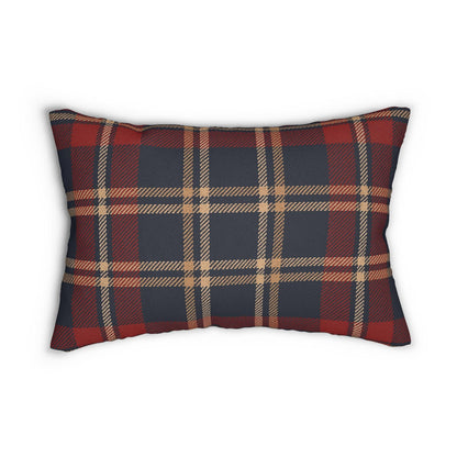 Fall Plaid Lumbar Pillow, Holiday Decorative Throw Pillow, Cozy Lumbar Cushion, Thanksgiving Accent Pillow, Festive Lumbar Pillow Cover