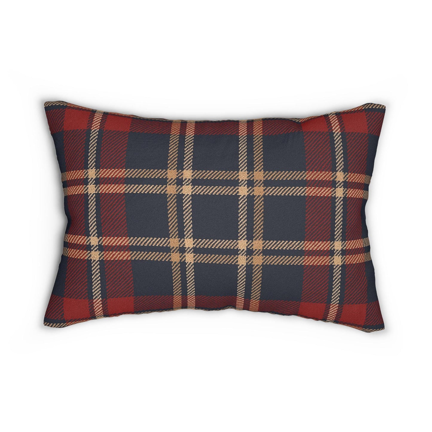 Fall Plaid Lumbar Pillow, Holiday Decorative Throw Pillow, Cozy Lumbar Cushion, Thanksgiving Accent Pillow, Festive Lumbar Pillow Cover