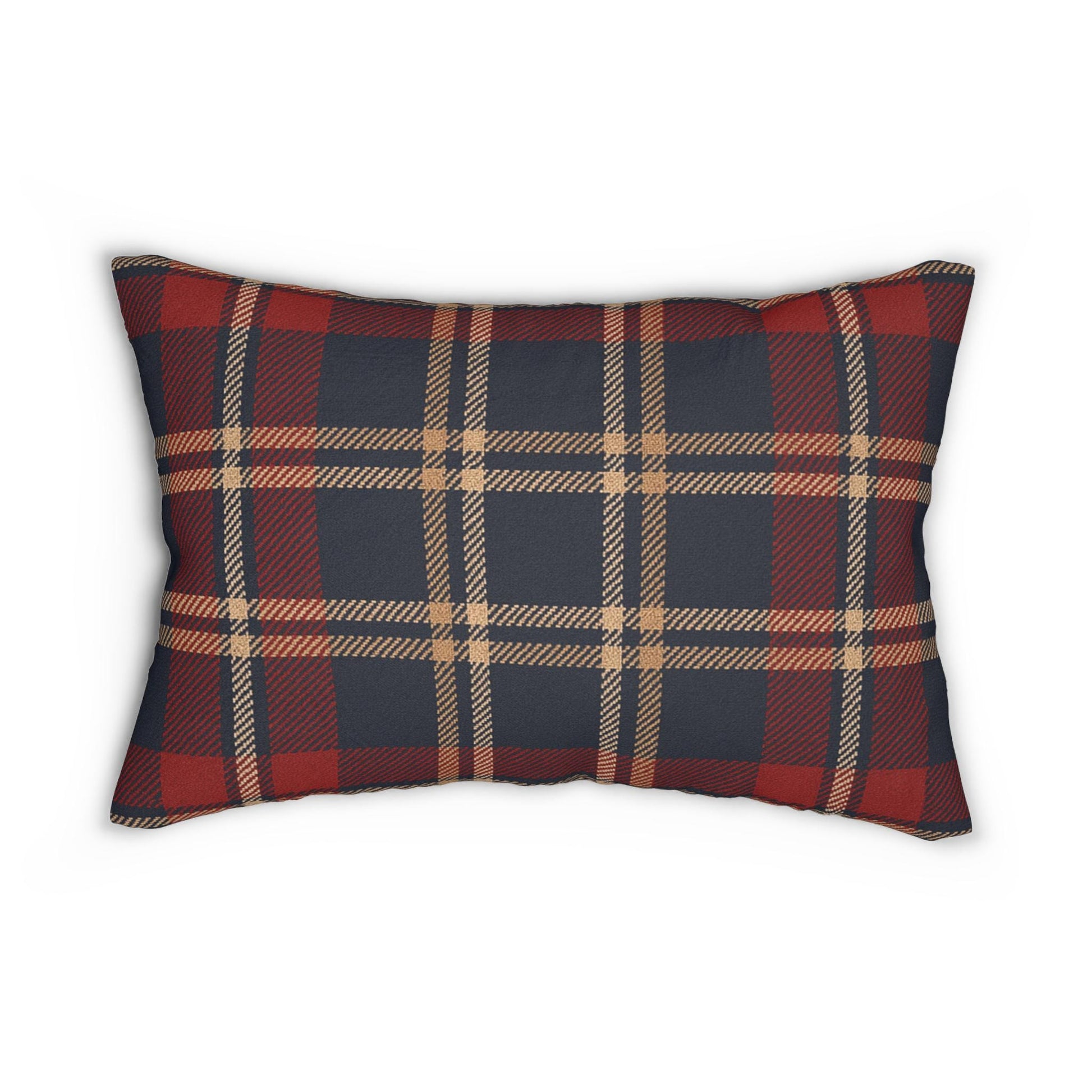 Fall Plaid Lumbar Pillow, Holiday Decorative Throw Pillow, Cozy Lumbar Cushion, Thanksgiving Accent Pillow, Festive Lumbar Pillow Cover