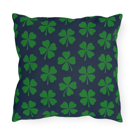 Four Leaf Clover Pillow, St. Patrick's Day Decor, Irish Pride Cushion, Clover Leaf Shamrock Pillow, Lucky Charm Pillow, Outdoor Pillow