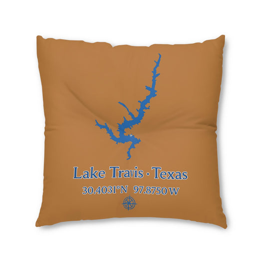 Lake Travis Lakehouse Floor Pillow, Tufted Square Floor Pillow | Lake Decor