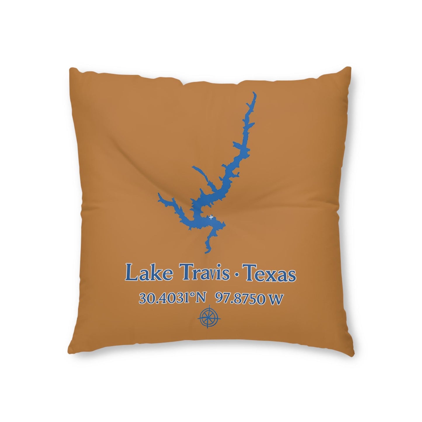 Lake Travis Lakehouse Floor Pillow, Tufted Square Floor Pillow | Lake Decor