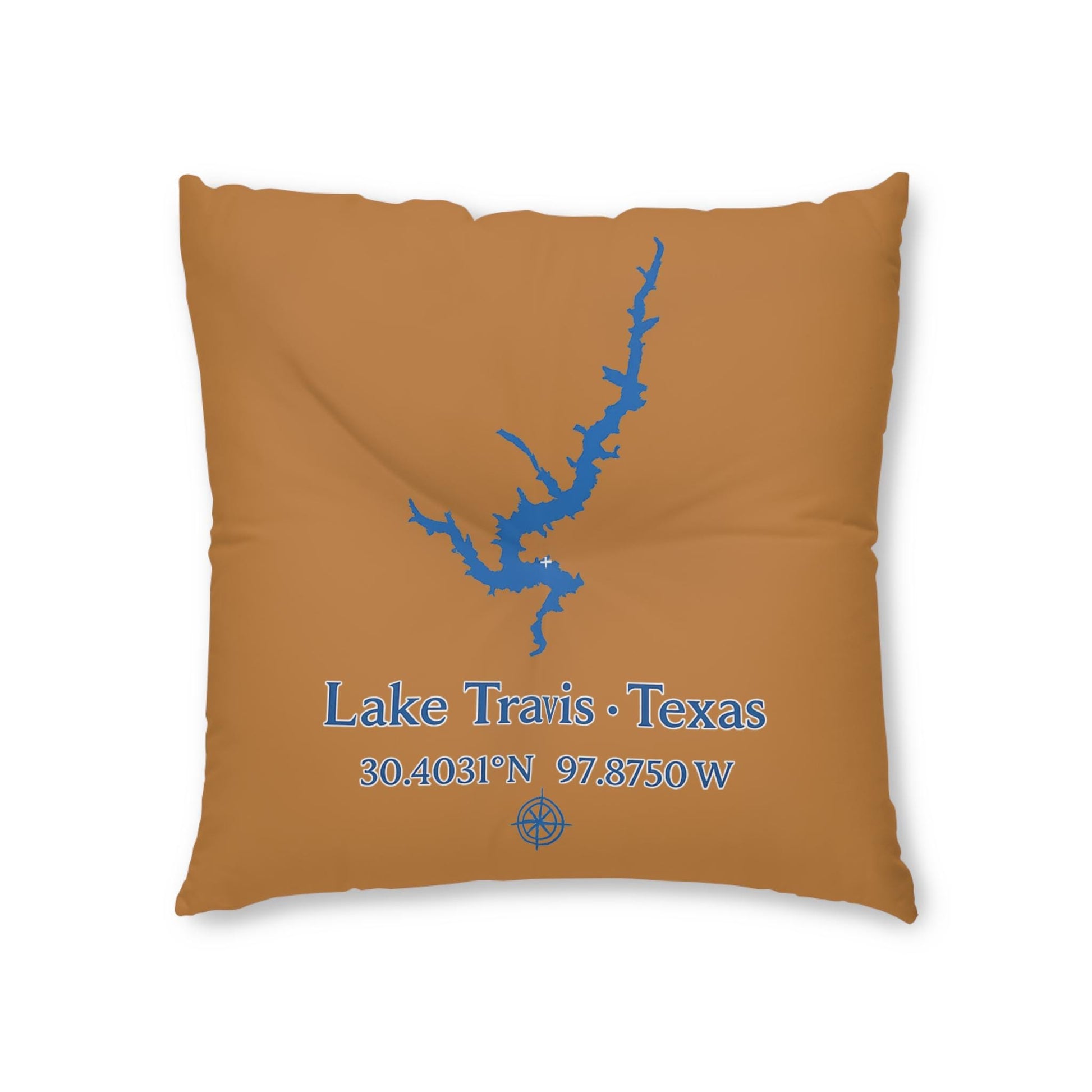 Lake Travis Lakehouse Floor Pillow, Tufted Square Floor Pillow | Lake Decor