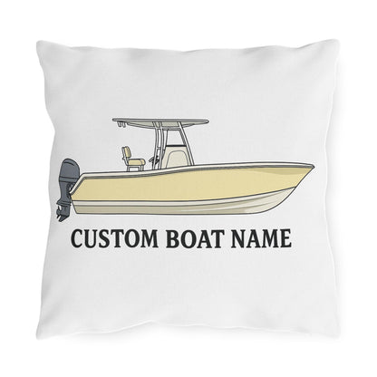 Custom boat name Center Console Boat Outdoor Pillow | Personalized Boat Name Throw