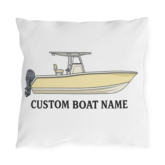 Custom boat name Center Console Boat Outdoor Pillow | Personalized Boat Name Throw