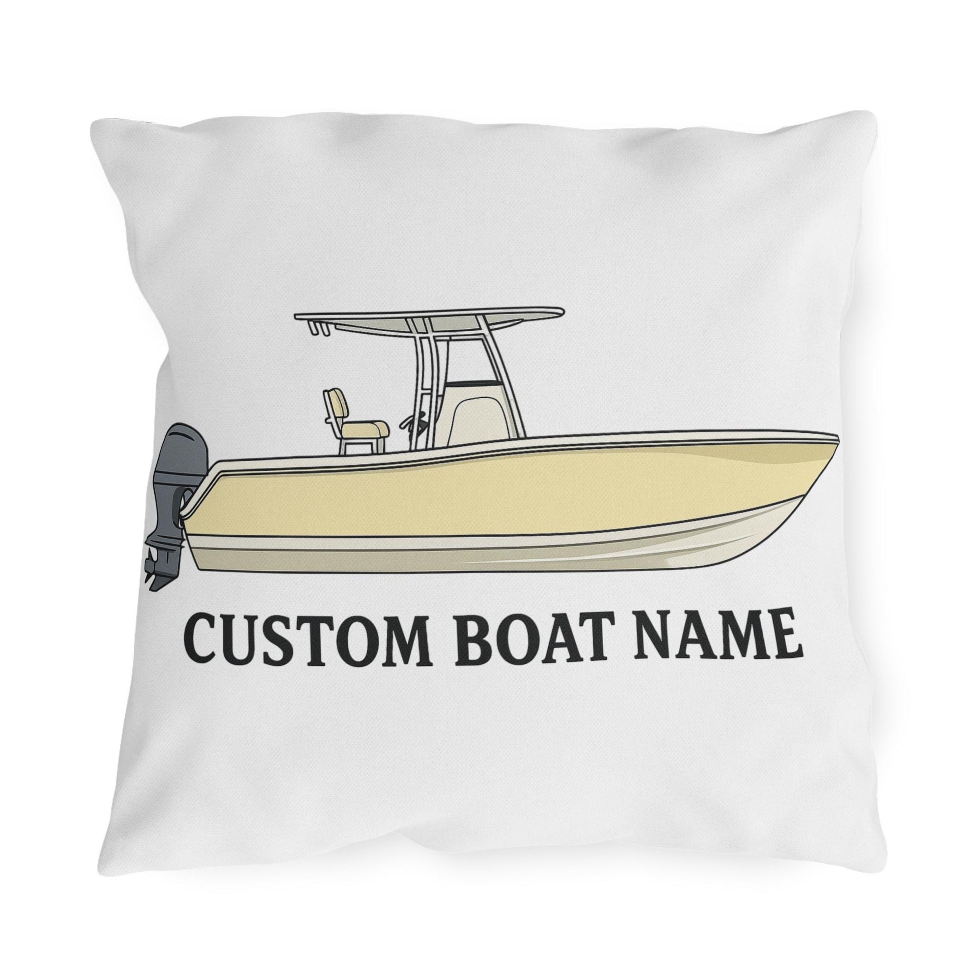 Custom boat name Center Console Boat Outdoor Pillow | Personalized Boat Name Throw