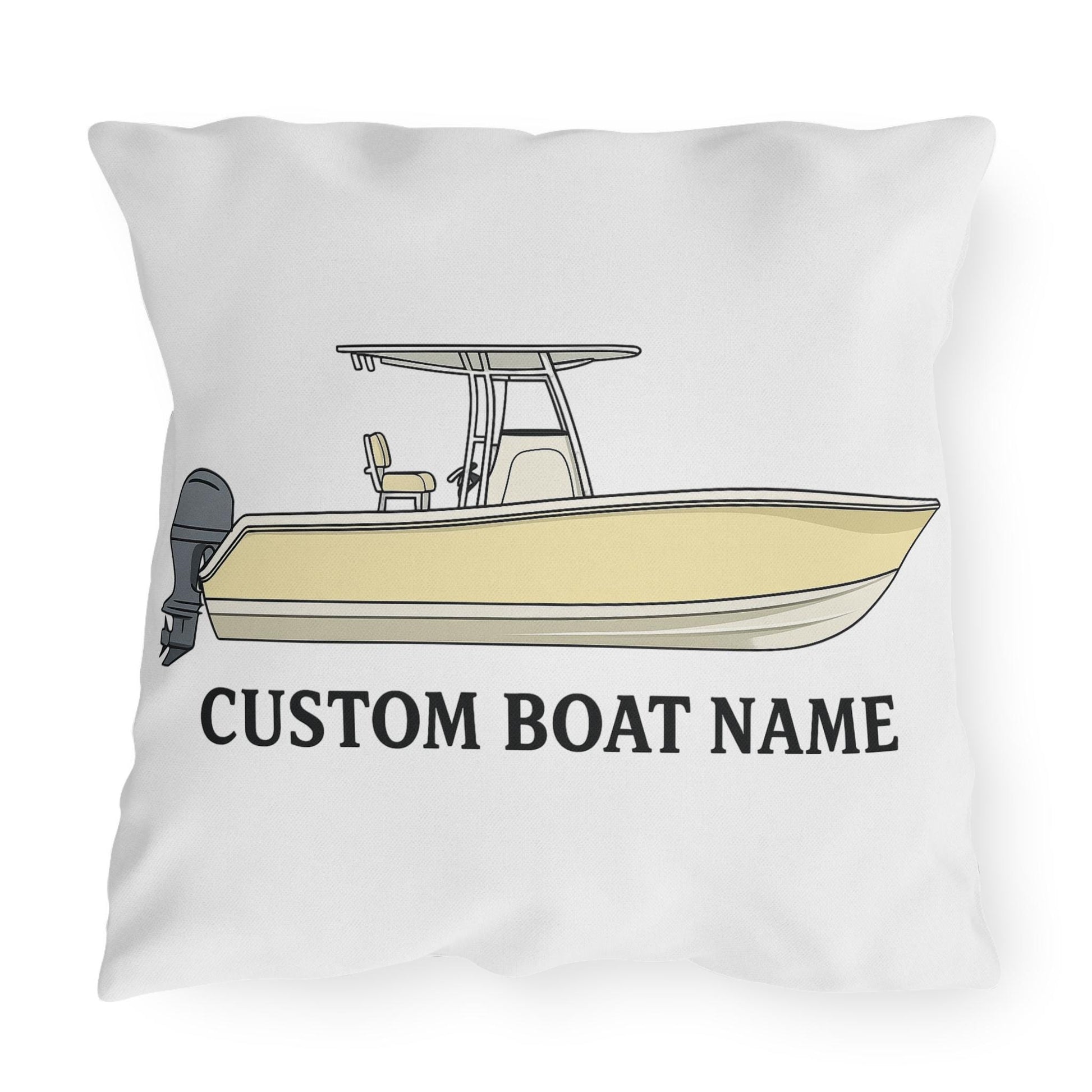 Custom boat name Center Console Boat Outdoor Pillow | Personalized Boat Name Throw