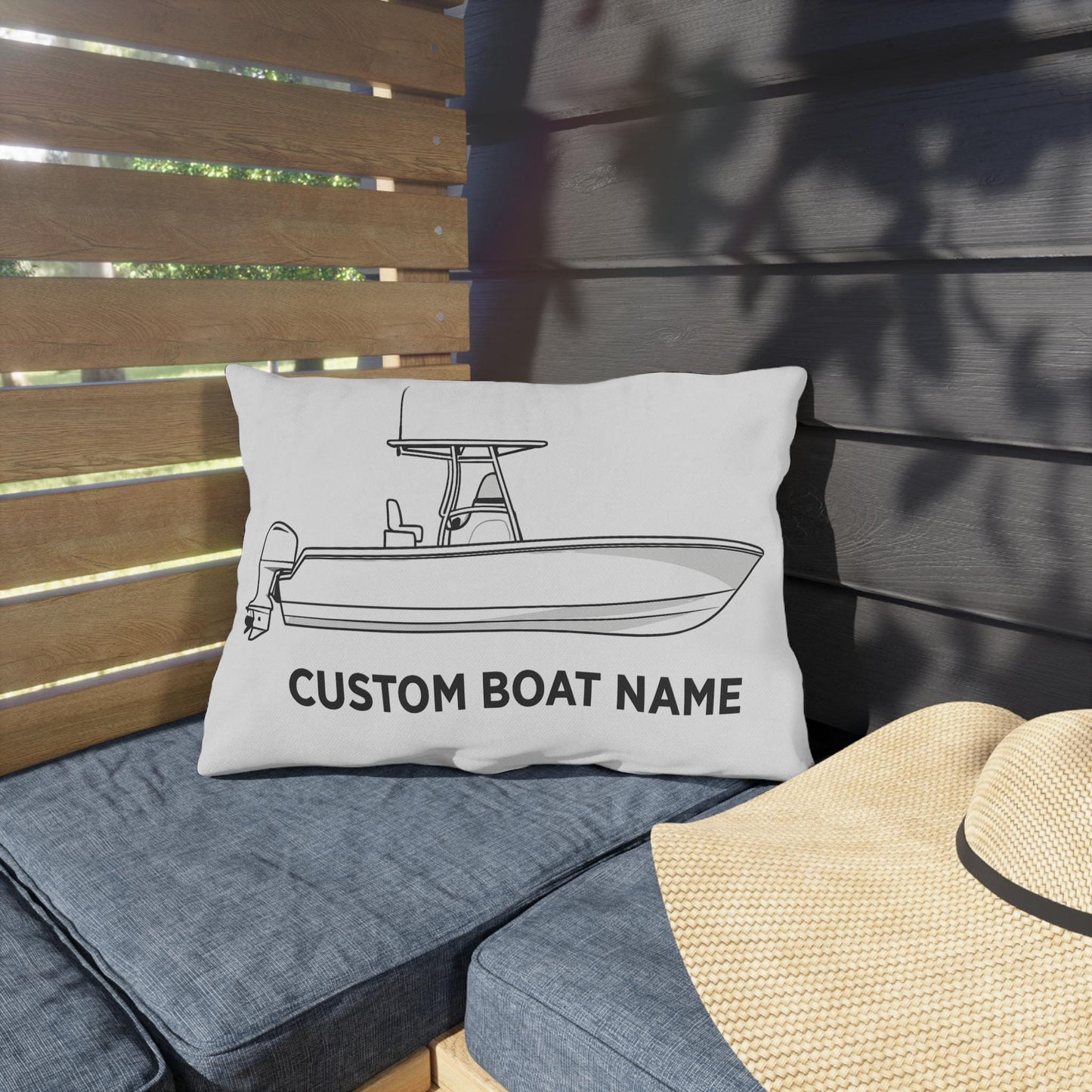 Personalized Custom boat name Center Console Boat Outdoor Pillow | Personalized Boat Name Throw