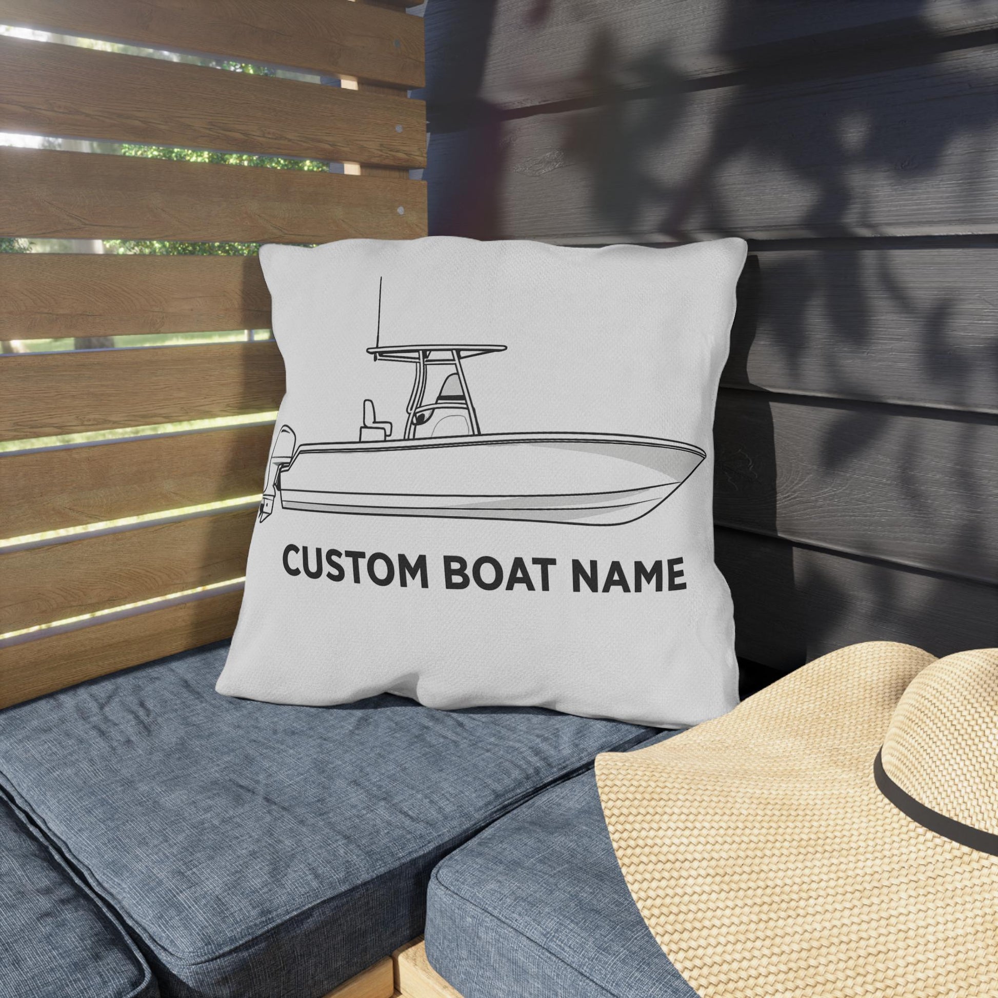 Personalized Custom boat name Center Console Boat Outdoor Pillow | Personalized Boat Name Throw