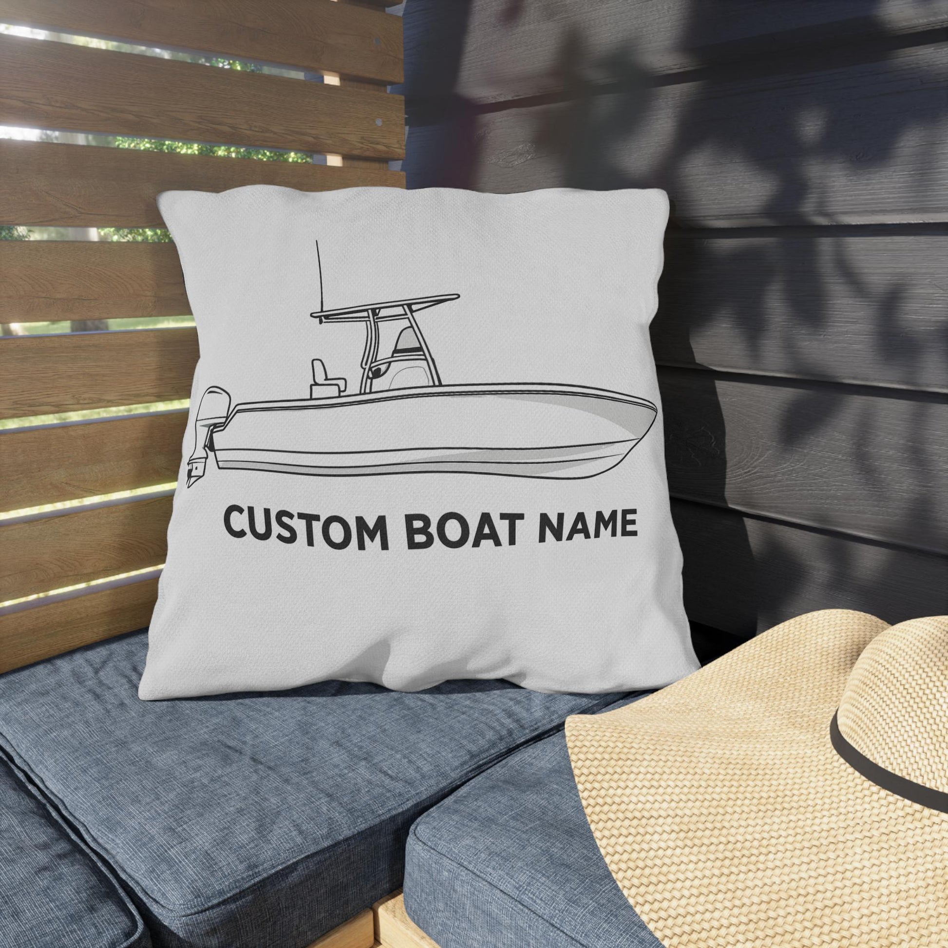 Personalized Custom boat name Center Console Boat Outdoor Pillow | Personalized Boat Name Throw