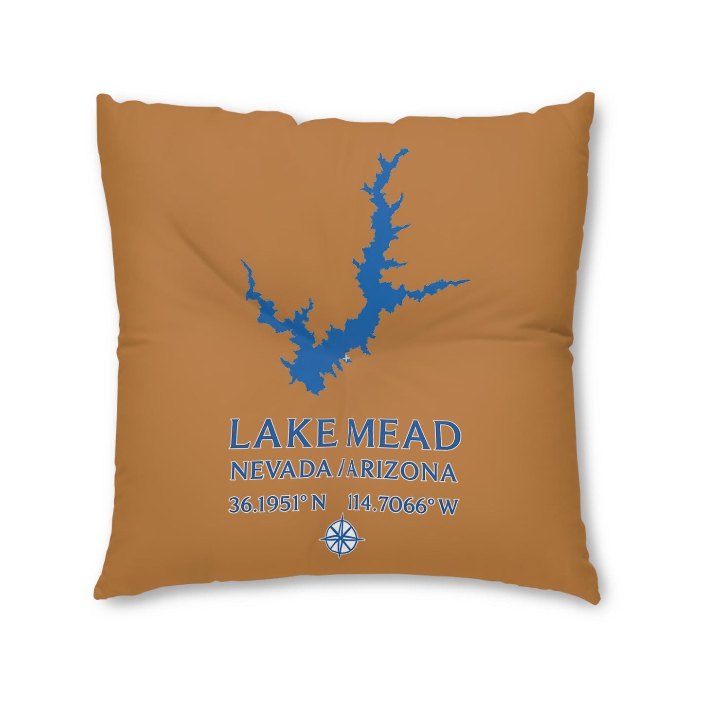 Lake Mead Lakehouse Floor Pillow | Tufted Square Pillow, Great Lakes Decor