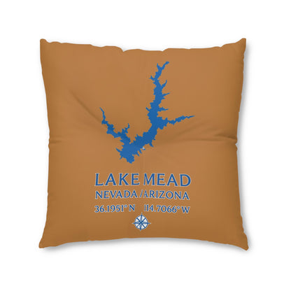 Lake Mead Lakehouse Floor Pillow | Tufted Square Pillow, Great Lakes Decor