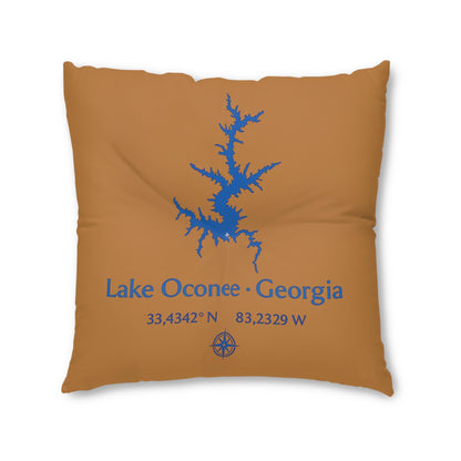 Lake Oconee Lakehouse Floor Pillow, Tufted Square Pillow | Lake Decor