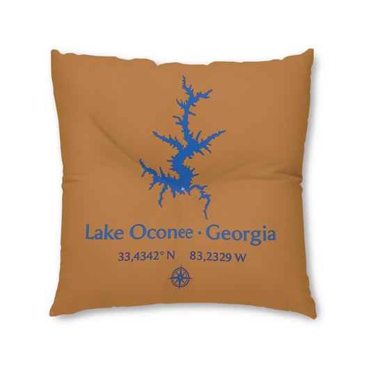 Lake Oconee Lakehouse Floor Pillow, Tufted Square Pillow | Lake Decor