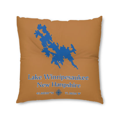 Lake Winnipesaukee Floor Pillow Tufted Square | Lakehouse Decor, Nautical Cabin Accent