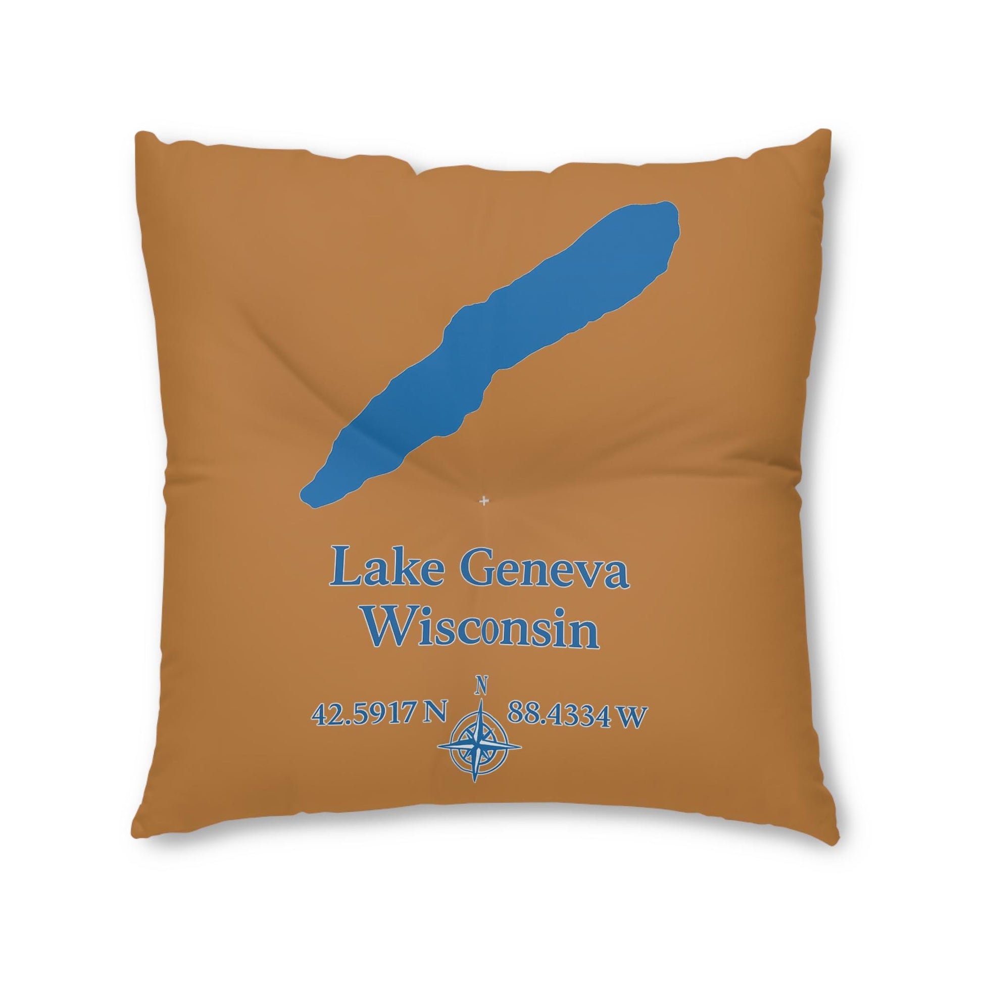 Lake Geneva Lakehouse Floor Pillow | Tufted Square Floor Cushion