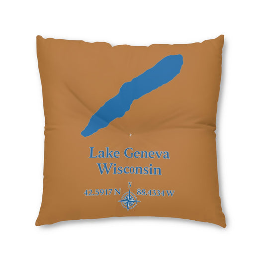 Lake Geneva Lakehouse Floor Pillow | Tufted Square Floor Cushion