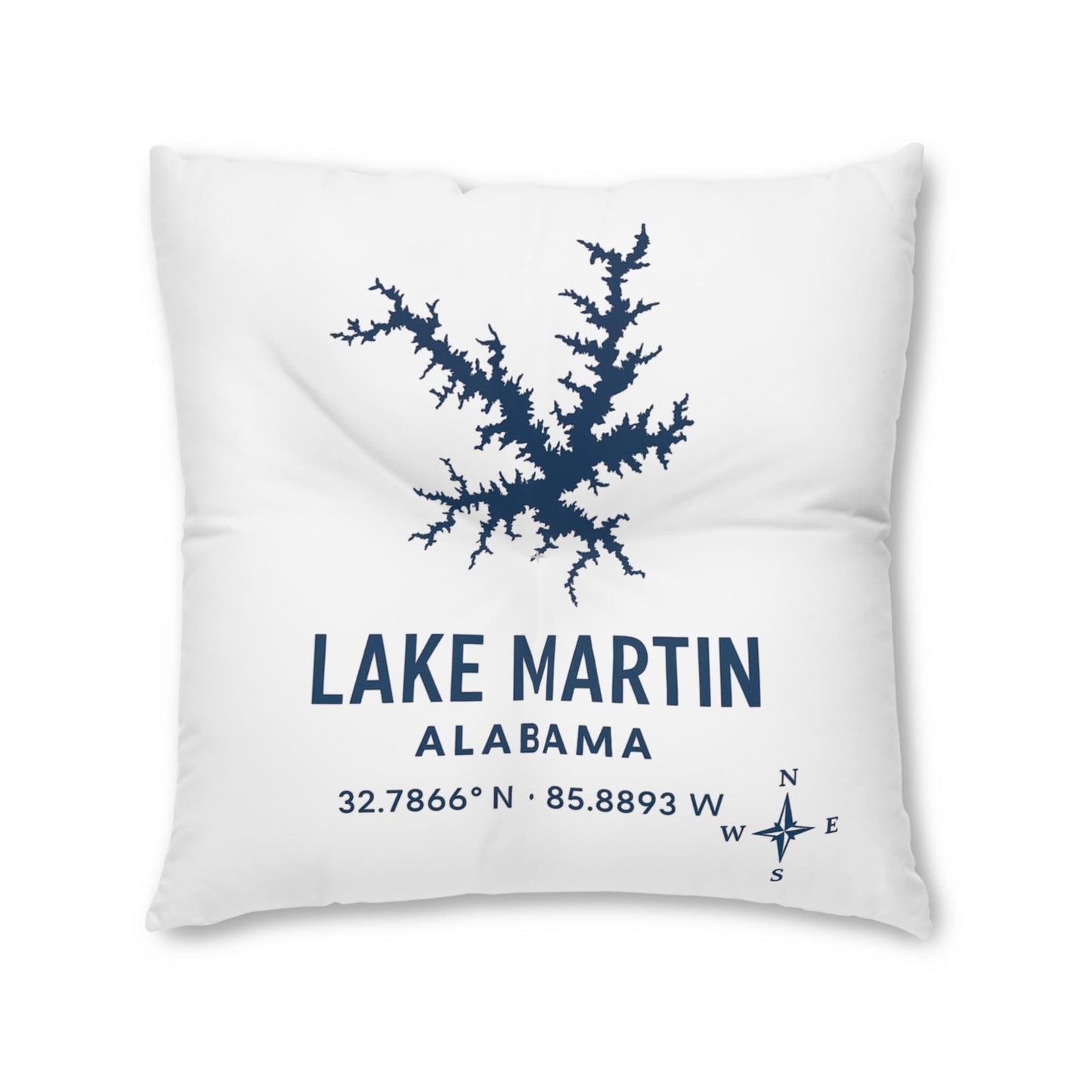 Lake Martin Lakehouse Floor Pillow, Square Tufted Accent Cushion | Lake Decor