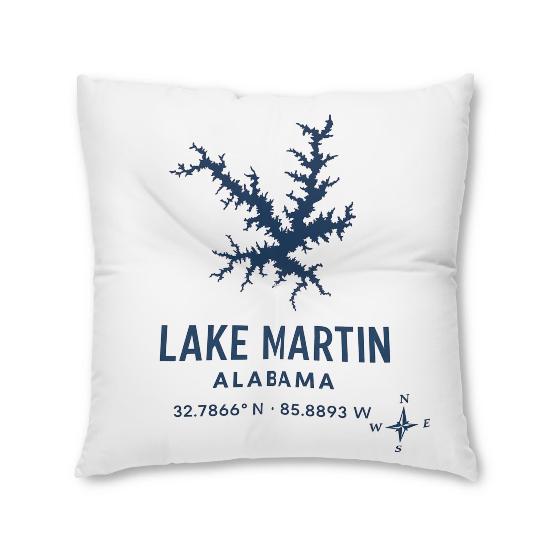 Lake Martin Lakehouse Floor Pillow, Square Tufted Accent Cushion | Lake Decor