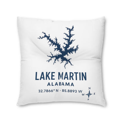 Lake Martin Lakehouse Floor Pillow, Square Tufted Accent Cushion | Lake Decor