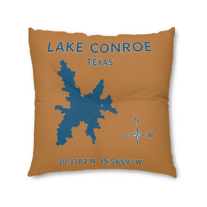 Lake Conroe Lakehouse Floor Pillow, Square | Lake Decor Throw Pillow