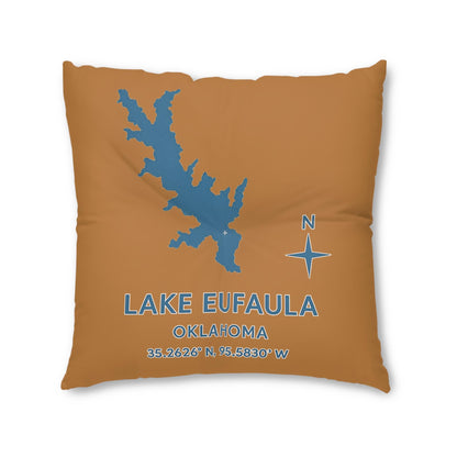 Lake Eufaula Lakehouse Floor Pillow, Square Tufted Pillow | Lake Decor