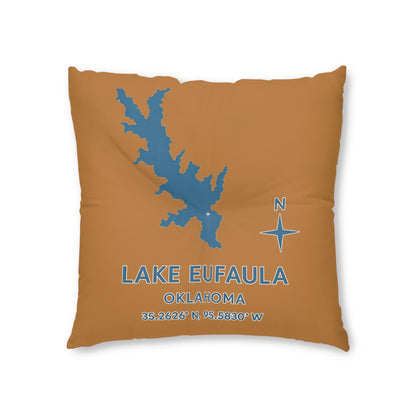 Lake Eufaula Lakehouse Floor Pillow, Square Tufted Pillow | Lake Decor