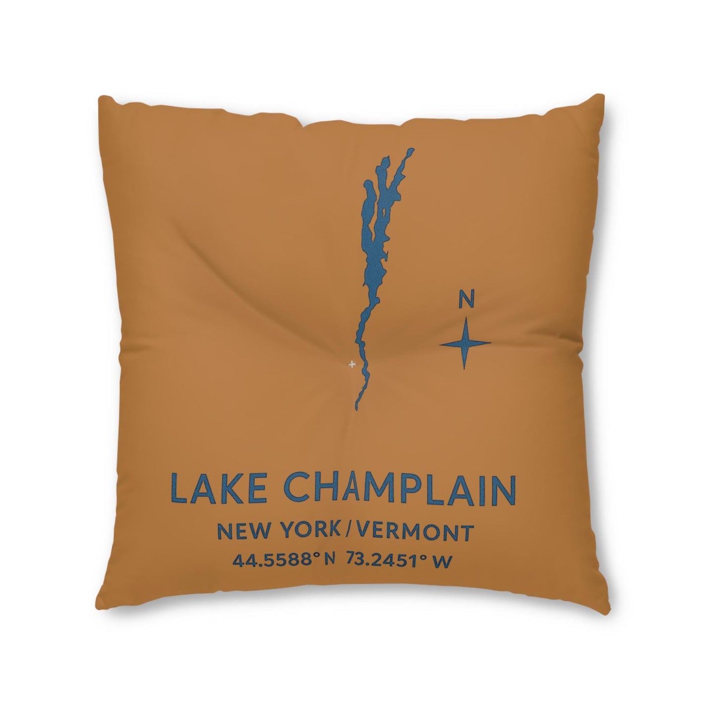 Lake Champlain Map Tufted Floor Pillow | Lakehouse Decor