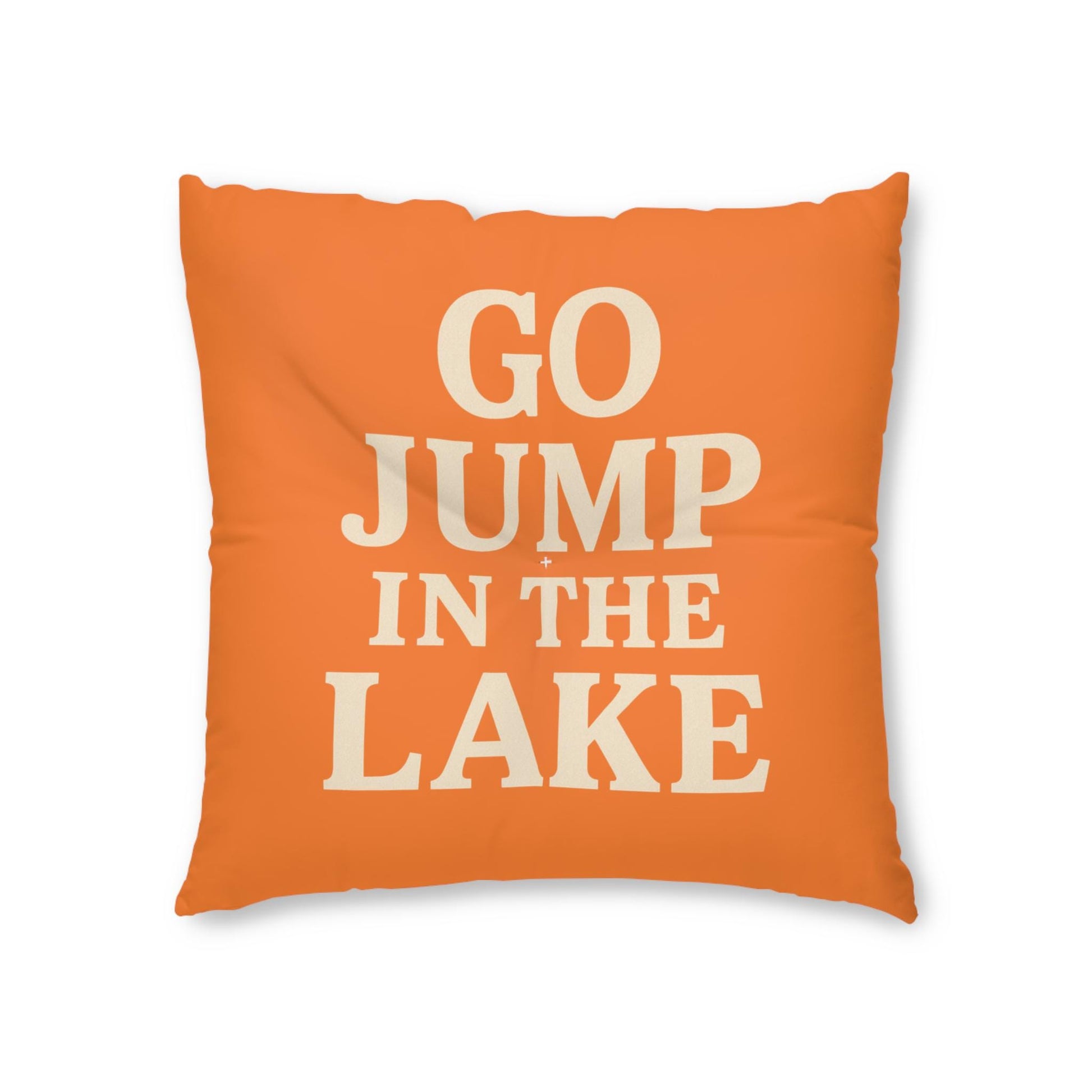 Go Jump In A Lake Tufted Floor Pillow | Lakehouse Cabin Decor