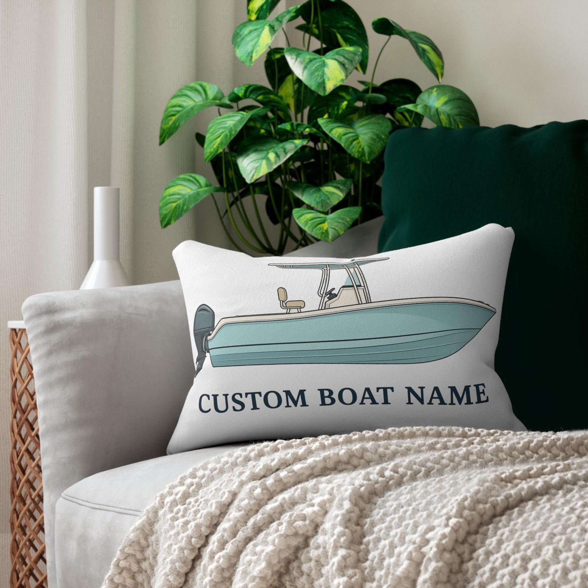 Custom Boat Name Center Console Pillow | Spun Polyester Lumbar Pillow