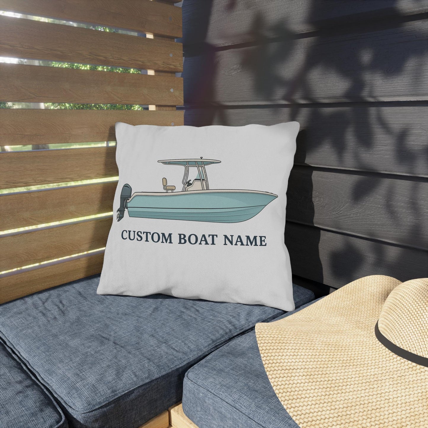 Personalized Custom boat name Center Console Boat Outdoor Pillow | Personalized Boat Name Throw