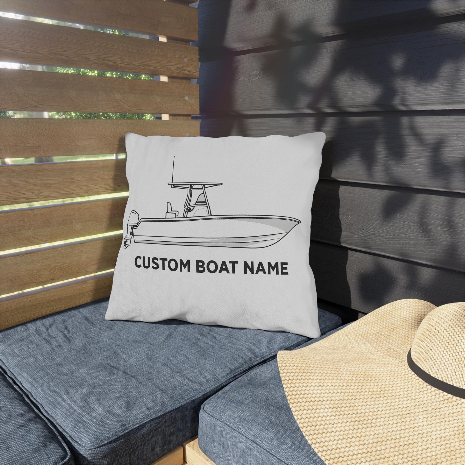 Personalized Custom boat name Center Console Boat Outdoor Pillow | Personalized Boat Name Throw