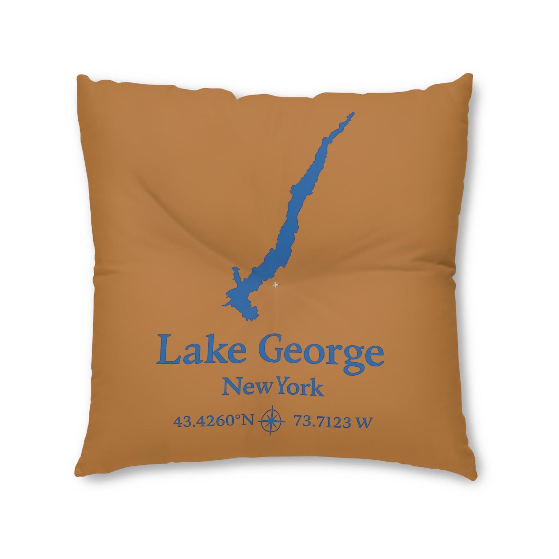 Lake George Lakehouse Floor Pillow, Tufted Square Pillow | Cabin Decor