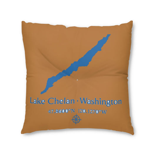 Lake Chelan Lakehouse Floor Pillow, Tufted Square Pillow | Lake Decor