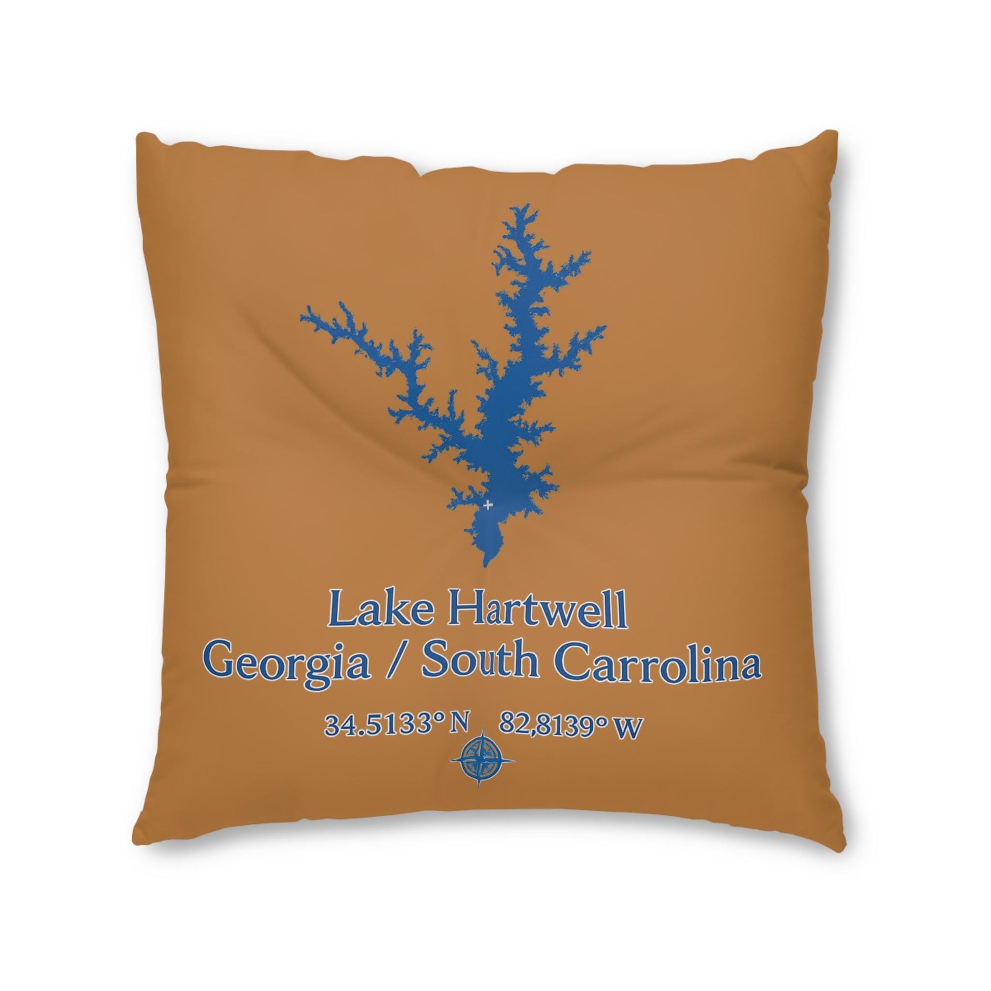 Lake Hartwell Lakehouse Floor Pillow | Tufted Square Floor Pillow